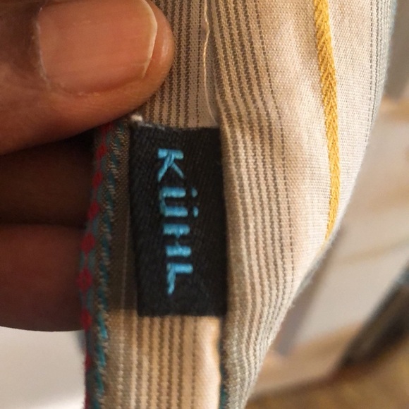 Kuhl Multi Color Stripe Shirt Men’s Large Short Sleeves Button Front - Picture 3 of 8